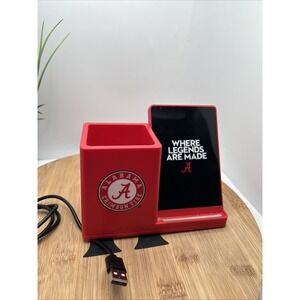 NCAA Wireless Phone Charging Stand & Desktop Organizer, Alabama Crimson Tide Red